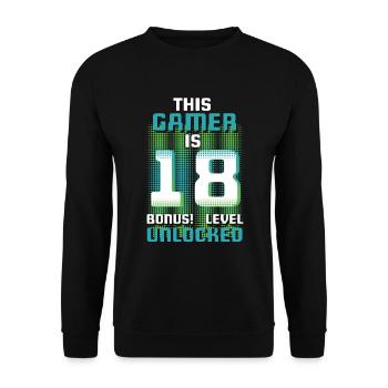 This Gamer Is Video Game Lover Gamer Age 18 - Unisex Pullover - Schwarz - Vorne - Alina (178cm) & Michal (187cm)