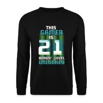 This Gamer Is Video Game Lover Gamer Age 21 - Unisex Sweatshirt - black - Front - Alina (178cm) & Michal (187cm)