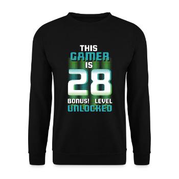 This Gamer Is Video Game Lover Gamer Age 28 - Unisex Sweatshirt - black - Front - Alina (178cm) & Michal (187cm)