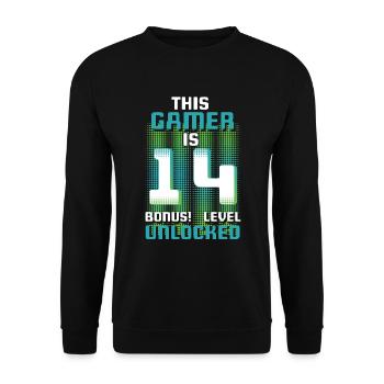 This Gamer Is Video Game Lover Gamer Age 14 - Unisex Sweatshirt - black - Front - Alina (178cm) & Michal (187cm)