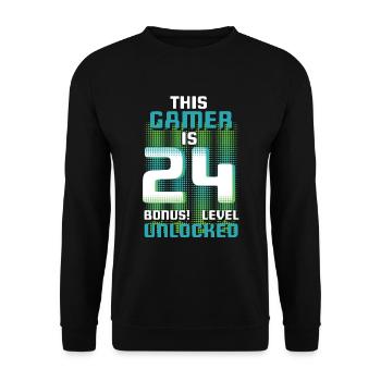 This Gamer Is Video Game Lover Gamer Age 24 - Unisex Sweatshirt - black - Front - Alina (178cm) & Michal (187cm)