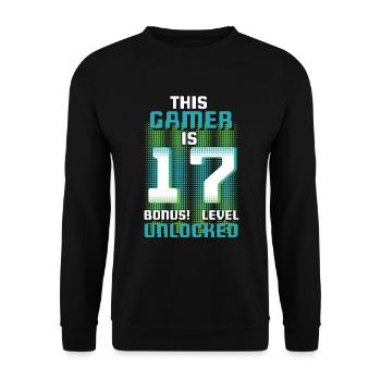 This Gamer Is Video Game Lover Gamer Age 17 - Unisex Sweatshirt - black - Front - Alina (178cm) & Michal (187cm)