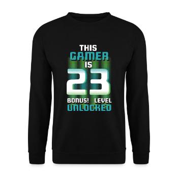 Ce joueur est un amateur de jeux vidéo Gamer Age 23 - Sweat-shirt Unisexe - noir - Devant - Alina (178cm) & Michal (187cm)