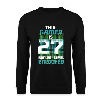 This Gamer Is Video Game Lover Gamer Age 27 - Unisex Sweatshirt - black - Front - Alina (178cm) & Michal (187cm)