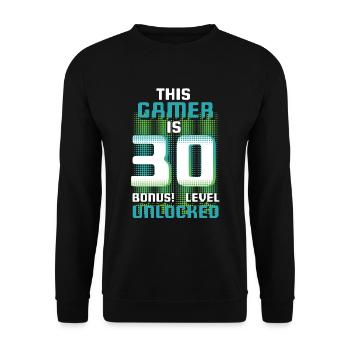 Ce joueur est un amateur de jeux vidéo Gamer Age 30 - Sweat-shirt Unisexe - noir - Devant - Alina (178cm) & Michal (187cm)