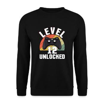 Retro Gamer Video Game Lover Gamer Age 12 Unlocked - Unisex Pullover - Schwarz - Vorne - Alina (178cm) & Michal (187cm)