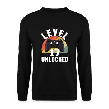 Retro Gamer Video Game Lover Gamer Age 17 Unlocked - Unisex Sweatshirt - black - Front - Alina (178cm) & Michal (187cm)