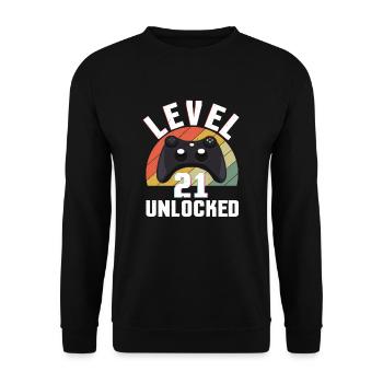 Retro Gamer Amateur de jeux vidéo Gamer Age 21 Déverrouillé - Sweat-shirt Unisexe - noir - Devant - Alina (178cm) & Michal (187cm)