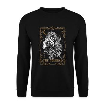 Cat Goddess Tarot Card Occult Club Gothic Animal - Unisex Pullover - Schwarz - Vorne - Alina (178cm) & Michal (187cm)
