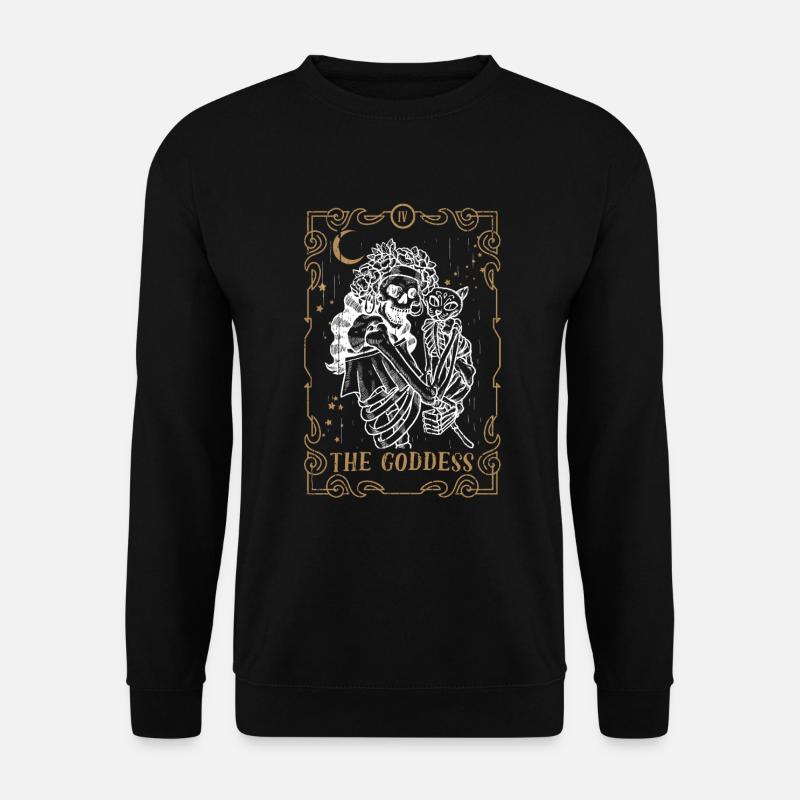 Cat Goddess Tarot Card Occult Club Gothic Animal - Unisex Pullover - Schwarz
