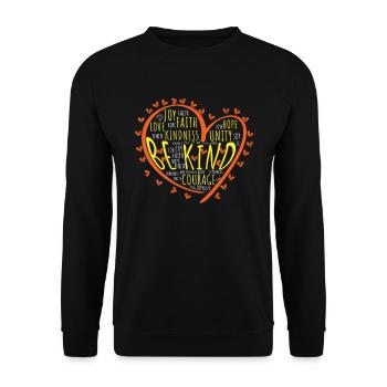 Kind Word Cloud Heart Inclusion Kindness Unity Day - Unisex Pullover - Schwarz - Vorne - Alina (178cm) & Michal (187cm)