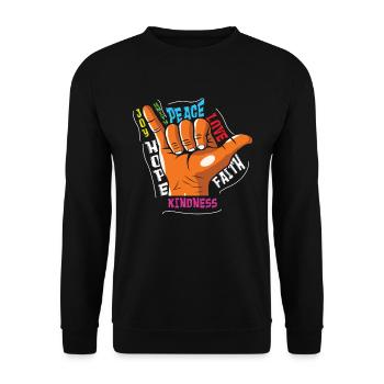 Shaka Sign Peace Kind Courage Orange Unity Day - Unisex Pullover - Schwarz - Vorne - Alina (178cm) & Michal (187cm)