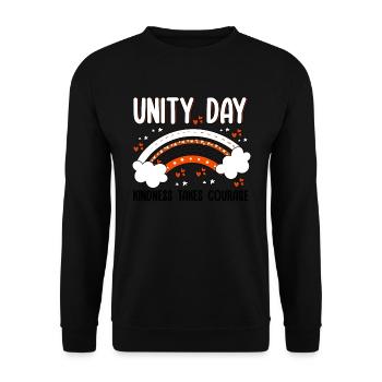 Peace Kind Courage Orange Rainbow Cloud Unity Day - Unisex Pullover - Schwarz - Vorne - Alina (178cm) & Michal (187cm)