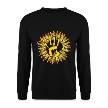 Hand Sunflower Peace Kindness Awareness Unity Day - Unisex Pullover - Schwarz - Vorne - Alina (178cm) & Michal (187cm)