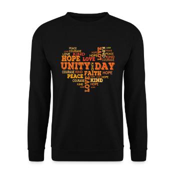 Word Cloud Heart Kindness Awareness Unity Day - Unisex Pullover - Schwarz - Vorne - Alina (178cm) & Michal (187cm)