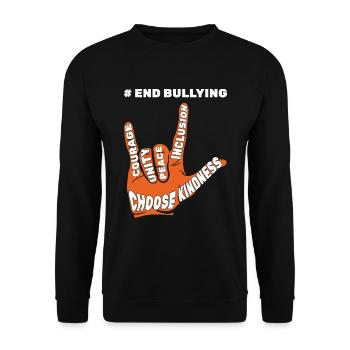 End Bullying Rock Kindness Orange Unity Day - Unisex Pullover - Schwarz - Vorne - Alina (178cm) & Michal (187cm)