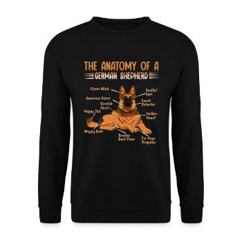 Définition Animal Animal Anatomie du chien de berger - Sweat-shirt Unisexe - noir - Devant - Alina (178cm) & Michal (187cm)