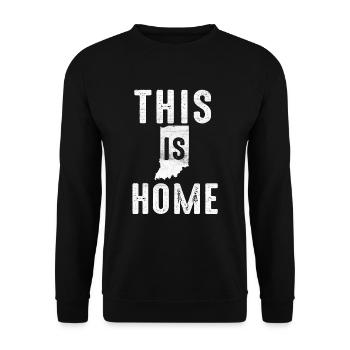 Map America US State Flag This Home Indiana - Unisex Sweatshirt - black - Front - Alina (178cm) & Michal (187cm)