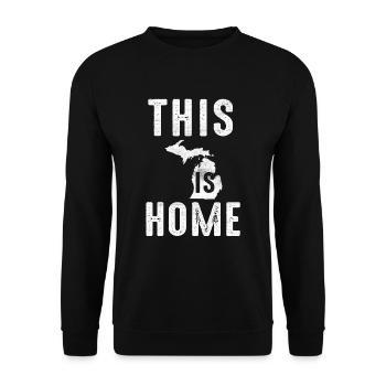 Map America US State Flag This Home Michigan - Unisex Pullover - Schwarz - Vorne - Alina (178cm) & Michal (187cm)