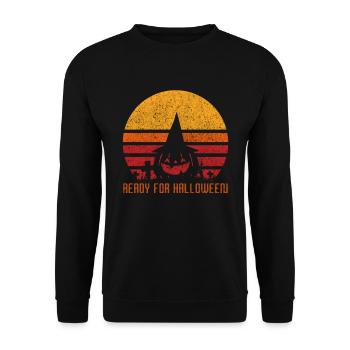 Horror Retro Vintage Pumpkin Ready Halloween - Unisex Sweatshirt - black - Front - Alina (178cm) & Michal (187cm)