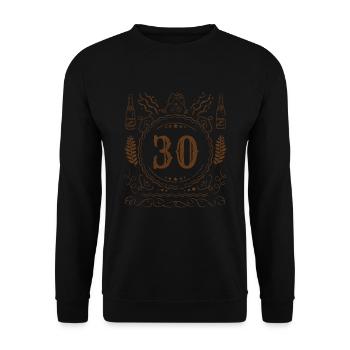 Retro Vintage Age 30 ans Naissance Née Bière - Sweat-shirt Unisexe - noir - Devant - Alina (178cm) & Michal (187cm)