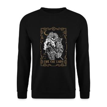 Cat Lady Tarot Card Occult Club Gothic Animal - Unisex Pullover - Schwarz - Vorne - Alina (178cm) & Michal (187cm)