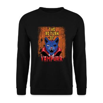 Cute Cat Vampire Meow Horror Scary Halloween - Unisex Sweatshirt - black - Front - Alina (178cm) & Michal (187cm)