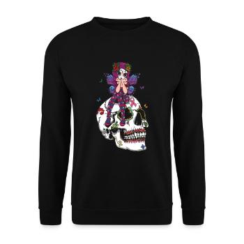 Fairy Floral Halloween Muertos Day Of Dead Sugar - Unisex Sweatshirt - black - Front - Alina (178cm) & Michal (187cm)
