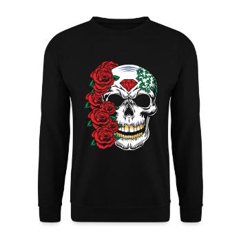 Flower Rose Bone Sugar Muertos Day Halloween - Unisex Sweatshirt - black - Front - Alina (178cm) & Michal (187cm)