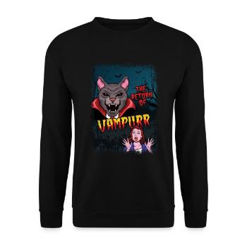Cute Cat Vampire Horror Scary Halloween - Unisex Sweatshirt - black - Front - Alina (178cm) & Michal (187cm)