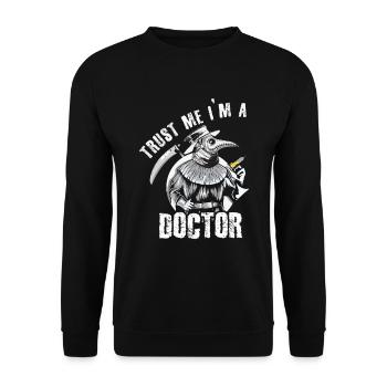 Creepy Doctor Plague Horror Scary Halloween - Unisex Pullover - Schwarz - Vorne - Alina (178cm) & Michal (187cm)