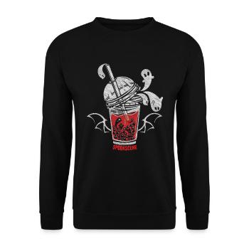 Ghost Milk Tea Horror Scary Halloween - Unisex Pullover - Schwarz - Vorne - Alina (178cm) & Michal (187cm)