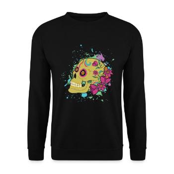 Color Bone Halloween Muertos Day Of Dead Sugar - Unisex Sweatshirt - black - Front - Alina (178cm) & Michal (187cm)