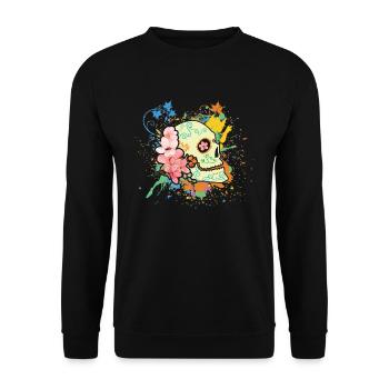Colorful Bone Halloween Muertos Day Of Dead Sugar - Unisex Sweatshirt - black - Front - Alina (178cm) & Michal (187cm)