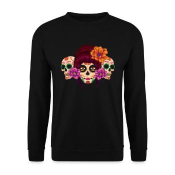 Skeleton Sugar Bone Muertos Day Of Dead Halloween - Unisex Sweatshirt - black - Front - Alina (178cm) & Michal (187cm)