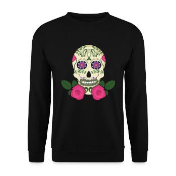 Squelette floral Sugar Bone Muertos Day Halloween - Sweat-shirt Unisexe - noir - Devant - Alina (178cm) & Michal (187cm)