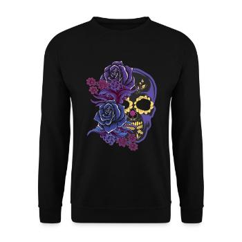 Purple Skeleton Sugar Bone Muertos Day Halloween - Unisex Sweatshirt - black - Front - Alina (178cm) & Michal (187cm)