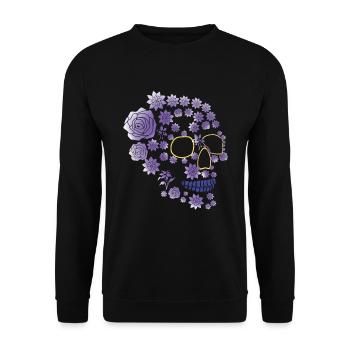 Fleur pourpre Sugar Bone Muertos Day Halloween - Sweat-shirt Unisexe - noir - Devant - Alina (178cm) & Michal (187cm)