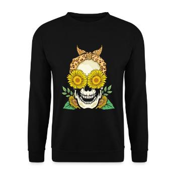 Sunflower Flower Sugar Muertos Day Halloween - Unisex Sweatshirt - black - Front - Alina (178cm) & Michal (187cm)