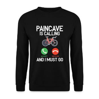 Paincave Is Calling And I Must Triathlon - Unisex Sweatshirt - black - Front - Alina (178cm) & Michal (187cm)