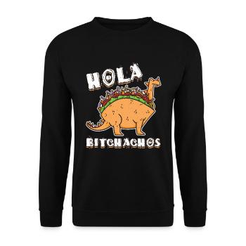 Cute Hello Kawaii Dinosaur Animal Taco - Unisex Pullover - Schwarz - Vorne - Alina (178cm) & Michal (187cm)