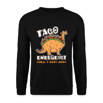 Cute Kawaii Dinosaur Animal Call Taco - Unisex Pullover - Schwarz - Vorne - Alina (178cm) & Michal (187cm)