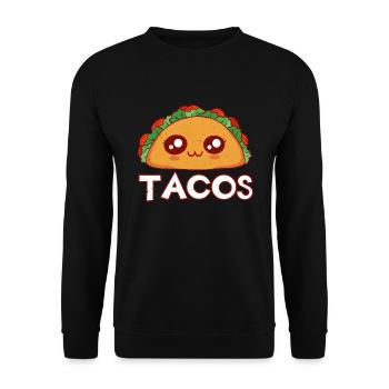 Cute Kawaii Face Anime Taco - Unisex Pullover - Schwarz - Vorne - Alina (178cm) & Michal (187cm)