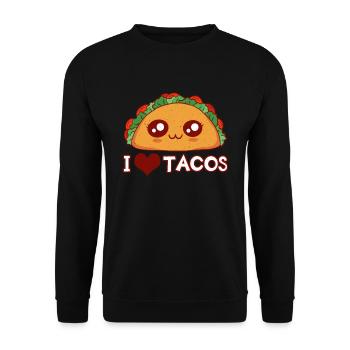 Love Tacos Cute Kawaii Face Anime Taco - Unisex Pullover - Schwarz - Vorne - Alina (178cm) & Michal (187cm)