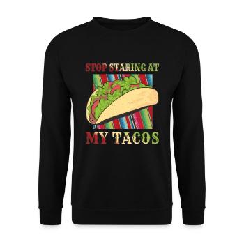 Retro Vintage Mexican Food Staring At Taco - Unisex Pullover - Schwarz - Vorne - Alina (178cm) & Michal (187cm)