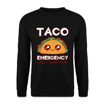 Cute Kawaii Face Anime Vibes Call Taco - Unisex Pullover - Schwarz - Vorne - Alina (178cm) & Michal (187cm)