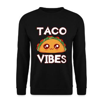 Cute Kawaii Face Anime Vibes Taco - Unisex Pullover - Schwarz - Vorne - Alina (178cm) & Michal (187cm)