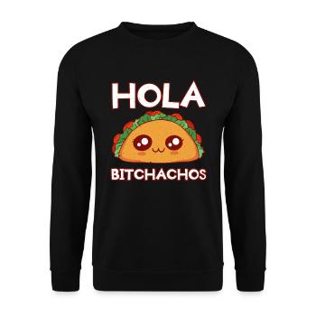 Hello Cute Kawaii Face Anime Vibes Taco - Unisex Pullover - Schwarz - Vorne - Alina (178cm) & Michal (187cm)