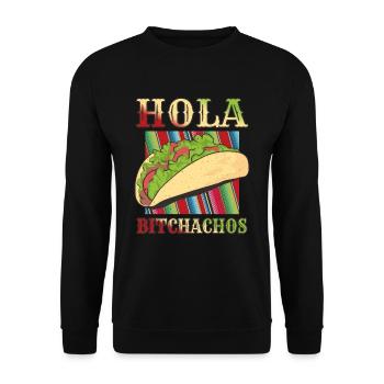 Retro Vintage Mexican Food Taco Hello - Unisex Pullover - Schwarz - Vorne - Alina (178cm) & Michal (187cm)
