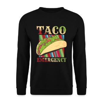 Retro Vintage Mexican Food Taco Emergency - Unisex Pullover - Schwarz - Vorne - Alina (178cm) & Michal (187cm)
